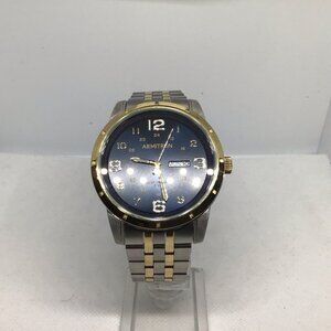 Armitron Men's Two-Tone Quartz Watch Blue Dial Day-Date WR 165ft